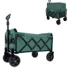 Expandable Dual-Layer Utility Wagon with 100% Extra Space - Grocery Cart for Camping, Shopping, Sports, Gardening, Fishing, Supports 225lbs, Green