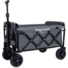 Expandable Dual-Layer Utility Wagon with 100% Extra Space - Grocery Cart for Camping, Shopping, Sports, Gardening, Fishing, Gray