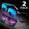 2pcs Square Gradient Mutipcolor Polarized Sunglasses Anti Glare Sun Shades For Summer Party Vacation Travel Driving Fishing