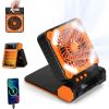 Solar Camping Fan With LED Lantern 5200mAh Rechargeable Battery Operated Portable Fan with Emergency Power Bank 4 Wind Speeds 3 Light Modes 3 Timers f