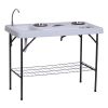 Outsunny Camping Table 50 with Sink Faucet Stainless Steel Basins Fish Cleaning