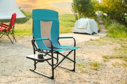 Camping Directors Chair, Heavy Duty,Oversized Portable Folding Chair with Side Table, Pocket for Beach, Fishing,Trip,Picnic,Lawn Blue