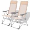 Camping Chairs 2 pcs Cream Aluminum 22"x23.6"x44.1"