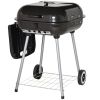 Outsunny 22" Charcoal Barbecue Grill with Portable Wheel, Side Tray and Lower Shelf for Outdoor BBQ for Garden, Backyard, Poolside