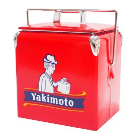 Yakimoto Classic Retro Metal Ice Chest, Multifunctional Portable Cooler With Bottle Opener 13L (14Qt), Keep Cold For A Long Time For Camping, Party