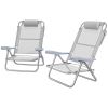 Set of 2 Fishing Chairs, Camping Chairs with Adjustable Backrest and Headrest, Folding Chair for Outdoor, Light Grey