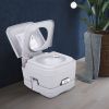 Lightweight Portable Toilet;  2.6 Gallon Flushable Camping Toilet;  Sanitary Outdoor Travel Toilet for Tents Boats Semi Trucks RV Campers;  Gray