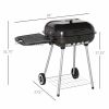Outsunny 22" Charcoal Barbecue Grill with Portable Wheel, Side Tray and Lower Shelf for Outdoor BBQ for Garden, Backyard, Poolside
