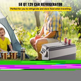 VEVOR 12 Volt Refrigerator, 58 Quart Car Refrigerator, Dual Zone Portable Refrigerator,RV Refrigerator with 12/24V DC and 110-240V AC