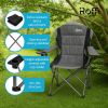 Black and Gray Camping Chair with Steel Frame and Oxford Fabric Single Folding Outdoor Chair Supports up to 120KG Portable Lawn Chair for Camping Hiki