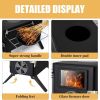 Camping Stove for Hot Tents, Carbon Steel Wood Burning Stove with Stainless Wall Chimney Pipes for Tents, Shelter