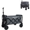 Expandable Dual-Layer Utility Wagon with 100% Extra Space - Grocery Cart for Camping, Shopping, Sports, Gardening, Fishing, Gray