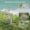 3.4ft Folding Ice Cooler Table with Drain, Outdoor Patio Party Cooler for Drinks