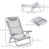 Set of 2 Fishing Chairs, Camping Chairs with Adjustable Backrest and Headrest, Folding Chair for Outdoor, Light Grey