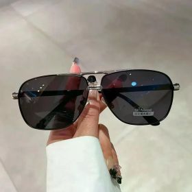 Vintage Pilot Polarized Sunglasses Men 2024 Fashion Driving Fishing Outdoor Trendy Photochromic Lens Sun Glasses For Female (Lenses Color: Silver Gray)