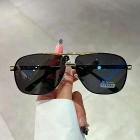 Vintage Pilot Polarized Sunglasses Men 2024 Fashion Driving Fishing Outdoor Trendy Photochromic Lens Sun Glasses For Female (Lenses Color: Gold Gray)