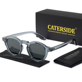 CATERSIDE Round Polarized Sunglasses Men Vintage TR90 Frame High-Quality Sun Glasses for Women Driving Fishing Eyewear UV400 (Lenses Color: C04CA Blue Gray, Frame Color: as photo show)