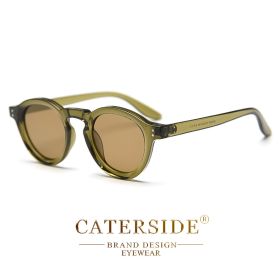 CATERSIDE Round Polarized Sunglasses Men Vintage TR90 Frame High-Quality Sun Glasses for Women Driving Fishing Eyewear UV400 (Lenses Color: C10 Olive Brown, Frame Color: as photo show)