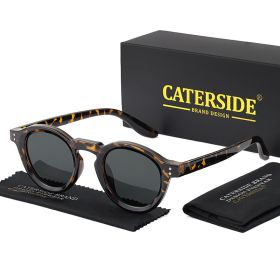CATERSIDE Round Polarized Sunglasses Men Vintage TR90 Frame High-Quality Sun Glasses for Women Driving Fishing Eyewear UV400 (Lenses Color: C02CA Tortoiseshell, Frame Color: as photo show)