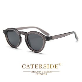 CATERSIDE Round Polarized Sunglasses Men Vintage TR90 Frame High-Quality Sun Glasses for Women Driving Fishing Eyewear UV400 (Lenses Color: C08 Gray, Frame Color: as photo show)