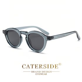 CATERSIDE Round Polarized Sunglasses Men Vintage TR90 Frame High-Quality Sun Glasses for Women Driving Fishing Eyewear UV400 (Lenses Color: C04 Blue Gray, Frame Color: as photo show)