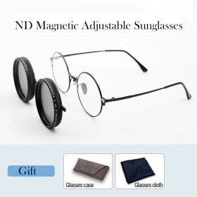Hand Made Men Round Dimming Sunglasses Fishing Nd9 Adjustable Polarized SunGlasses UV Retro Punk Men Round Sunglasses (Lenses Color: magnetic)