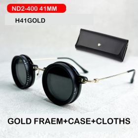 Hand Made Men Round Dimming Sunglasses Fishing Nd9 Adjustable Polarized SunGlasses UV Retro Punk Men Round Sunglasses (Lenses Color: H41 41mm camera)