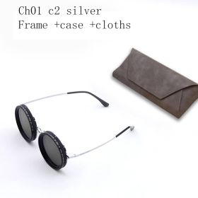 Hand Made Men Round Dimming Sunglasses Fishing Nd9 Adjustable Polarized SunGlasses UV Retro Punk Men Round Sunglasses (Lenses Color: ch01 c2 silver)