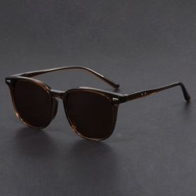 Male and female ultralight round sunglasses driving fishing UV polarized fashion glasses (Lenses Color: Brown)