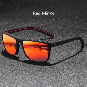 Classic Vintage Check Pattern Square Sunglasses Men Women Fashion Fishing Driving Man Sun Glasses UV400 Retro Eyewear (Lenses Color: Red Mirror)