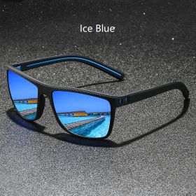 Classic Vintage Check Pattern Square Sunglasses Men Women Fashion Fishing Driving Man Sun Glasses UV400 Retro Eyewear (Lenses Color: Ice Blue Mirror)