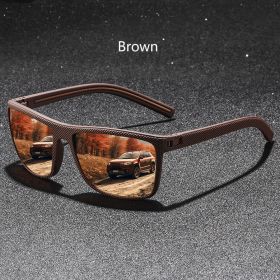 Classic Vintage Check Pattern Square Sunglasses Men Women Fashion Fishing Driving Man Sun Glasses UV400 Retro Eyewear (Lenses Color: Brown)
