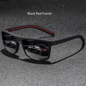 Classic Vintage Check Pattern Square Sunglasses Men Women Fashion Fishing Driving Man Sun Glasses UV400 Retro Eyewear (Lenses Color: Black Red)
