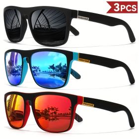 Fashion Vintage Square Polarized Sunglasses Men Women Driving Fishing Luxury Brand Designer Sun Glasses Driver's Eyewear UV400 (Lenses Color: 3PCS-2)