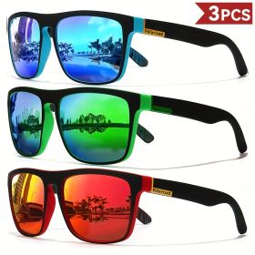 Fashion Vintage Square Polarized Sunglasses Men Women Driving Fishing Luxury Brand Designer Sun Glasses Driver's Eyewear UV400 (Lenses Color: 3PCS-3)