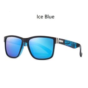 Fashionable Men Women Polarized Sunglasses Luxury Brand Designer Sun Glasses Vintage Square Driving Fishing UV400 Man Eyewear (Lenses Color: D520(Ice Blue))