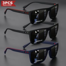2025 New Square Frame Polarized Sunglasses High-Quality Spring Hinges Multicolor Coated Lenses for Vacation Driving Fishing UV P (Lenses Color: 3PCS-1)