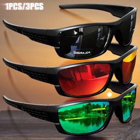 1PCS/3PCS Polarized Sports Sunglasses for Outdoor Fishing, Travel, Running, Driving - High-Quality Photochromic Lens Anti-Glare (Lenses Color: 3pc Black Red Green)