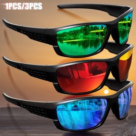 1PCS/3PCS Polarized Sports Sunglasses for Outdoor Fishing, Travel, Running, Driving - High-Quality Photochromic Lens Anti-Glare (Lenses Color: 3psc Red Blue Green)