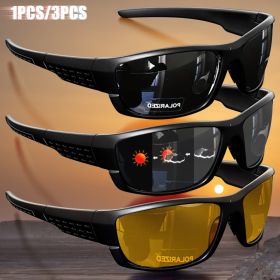 1PCS/3PCS Polarized Sports Sunglasses for Outdoor Fishing, Travel, Running, Driving - High-Quality Photochromic Lens Anti-Glare (Lenses Color: 3pcs B P Y)