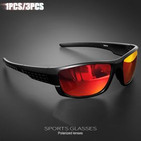 1PCS/3PCS Polarized Sports Sunglasses for Outdoor Fishing, Travel, Running, Driving - High-Quality Photochromic Lens Anti-Glare (Lenses Color: C5 Red)