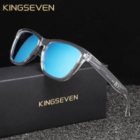 KINGSEVEN Fashion Sunglasses Polarized UV400 Women Glasses Male Female Ultralight TR90 Fishing Driving TR90 1PACK Eyewear (Lenses Color: Clear Blue)