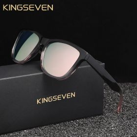KINGSEVEN Fashion Sunglasses Polarized UV400 Women Glasses Male Female Ultralight TR90 Fishing Driving TR90 1PACK Eyewear (Lenses Color: Gradient Pink)