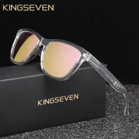KINGSEVEN Fashion Sunglasses Polarized UV400 Women Glasses Male Female Ultralight TR90 Fishing Driving TR90 1PACK Eyewear (Lenses Color: Clear Pink)
