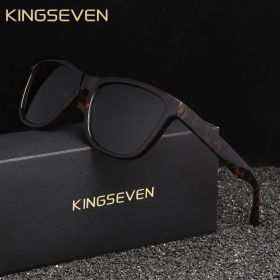 KINGSEVEN Fashion Sunglasses Polarized UV400 Women Glasses Male Female Ultralight TR90 Fishing Driving TR90 1PACK Eyewear (Lenses Color: Leopard Gray)