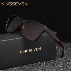 KINGSEVEN Fashion Sunglasses Polarized UV400 Women Glasses Male Female Ultralight TR90 Fishing Driving TR90 1PACK Eyewear (Lenses Color: Leopard Brown)
