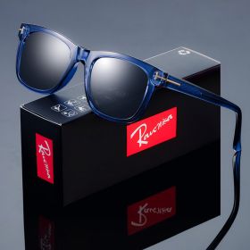 Fashion Square Polarized Sunglasses man Driving Fishing Luxury Brand Designer UV400 Eyewear (Lenses Color: blue black, Frame Color: polarized)