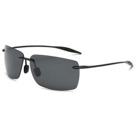 Ultralight TR90 Sunglasses Men Women Frameless Driver Driving Sun Glasses Fashion Outdoor Fishing Hiking Running Sports Shades (Lenses Color: black)