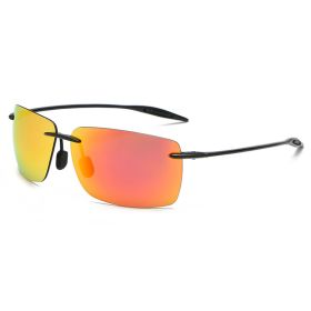 Ultralight TR90 Sunglasses Men Women Frameless Driver Driving Sun Glasses Fashion Outdoor Fishing Hiking Running Sports Shades (Lenses Color: Red)