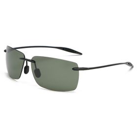 Ultralight TR90 Sunglasses Men Women Frameless Driver Driving Sun Glasses Fashion Outdoor Fishing Hiking Running Sports Shades (Lenses Color: Dark Green)